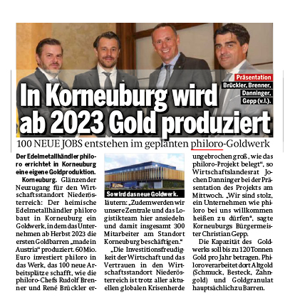 In Korneuburg wird ab 2023 Gold produziert